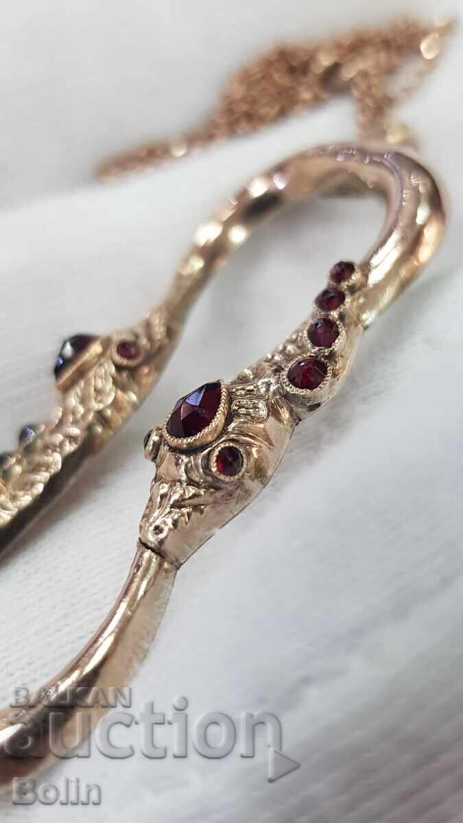 Σπάνιο ασημένιο επιχρυσωμένο μενταγιόν με γρανάτες 19ος αιώνας Victorian Era - 7