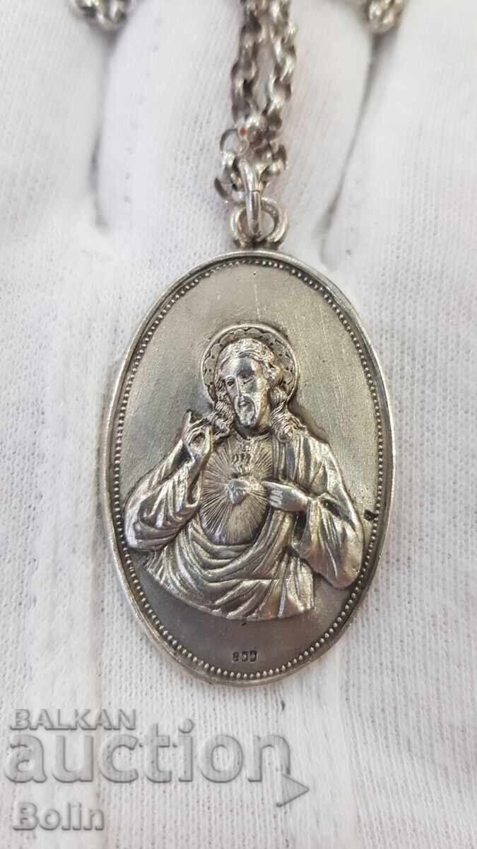 Рядък двустранен сребърен медальон с Иисус Христос - Европа с цена 170.00 лв. | € 86.92 Рядък двустранен сребърен медальон с Иисус Христос - Европа с цена 170.00 лв. | € 86.92