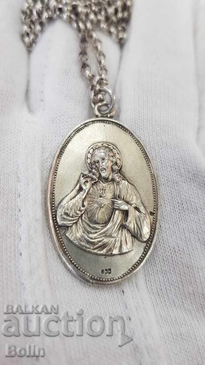Рядък двустранен сребърен медальон с Иисус Христос - Европа - 7 Рядък двустранен сребърен медальон с Иисус Христос - Европа - 7