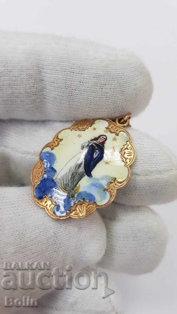 Δημοπρασία Σπάνιο μενταγιόν με ζωγραφιστό σμάλτο - 19ος αιώνας - Ευρώπη