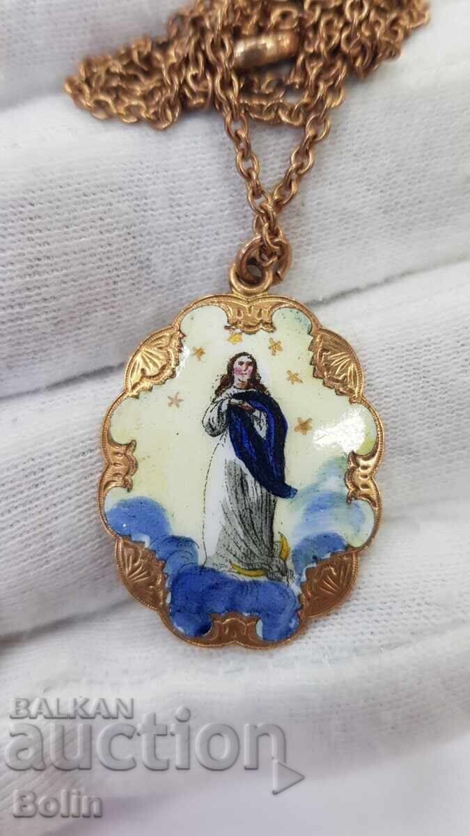 Σπάνιο μενταγιόν με ζωγραφιστό σμάλτο - 19ος αιώνας - Ευρώπη