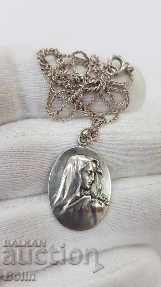 Beautiful silver pendant with the Virgin Mary, early 20th century with price 160.00 BGN | € 81.81