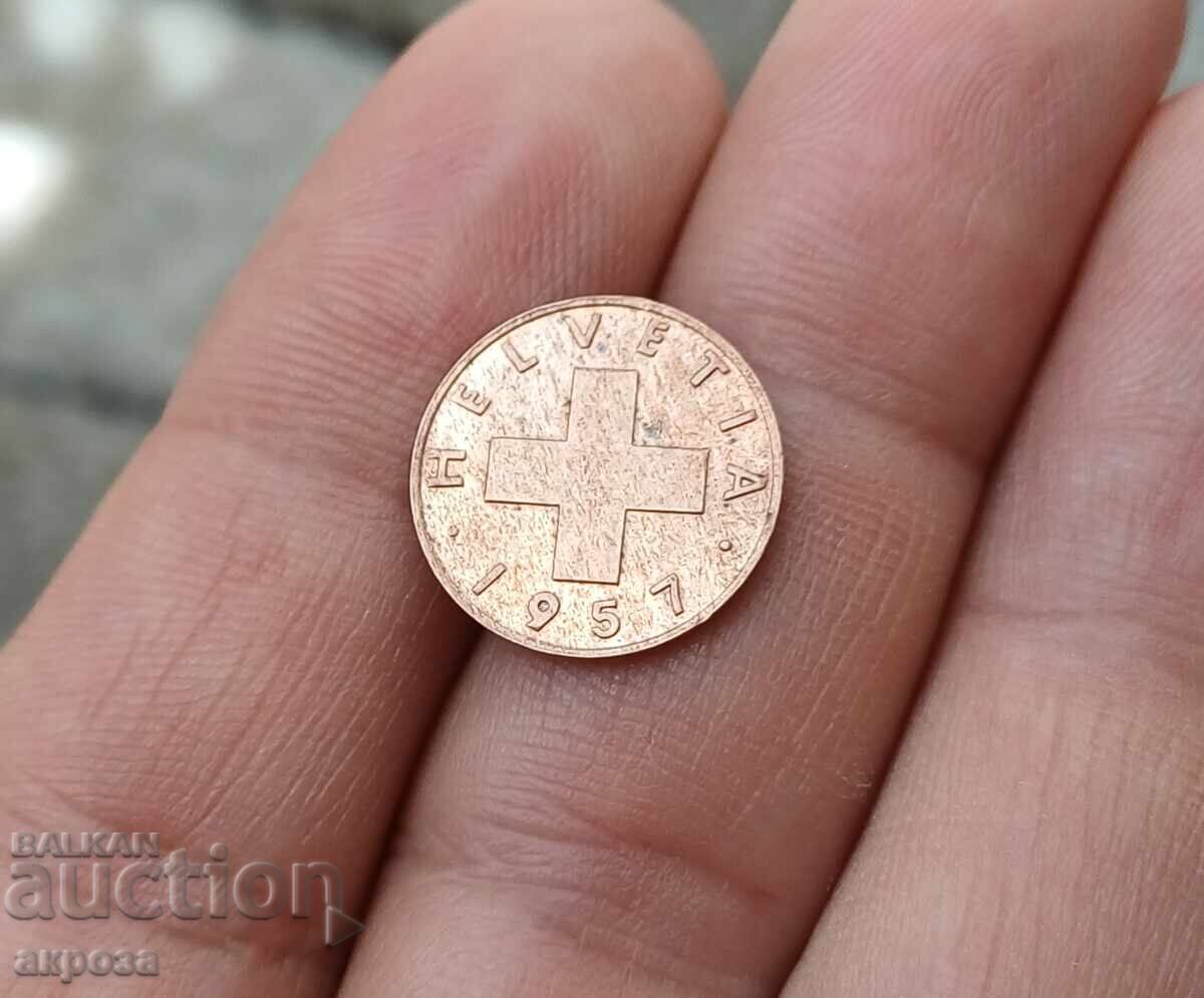 1 ράπεν Ελβετία 1957 ακυκλοφόρητο με τιμή 2.40 BGN | € 1.23