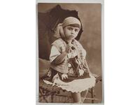 1930 FETIȚĂ ÎN COSTUM POPULAR FOTOGRAFIE REGATUL BULGARIEI