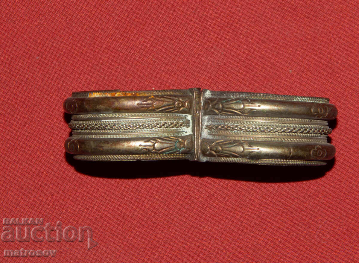 Стара традиционна сребърна гривна накит - 6