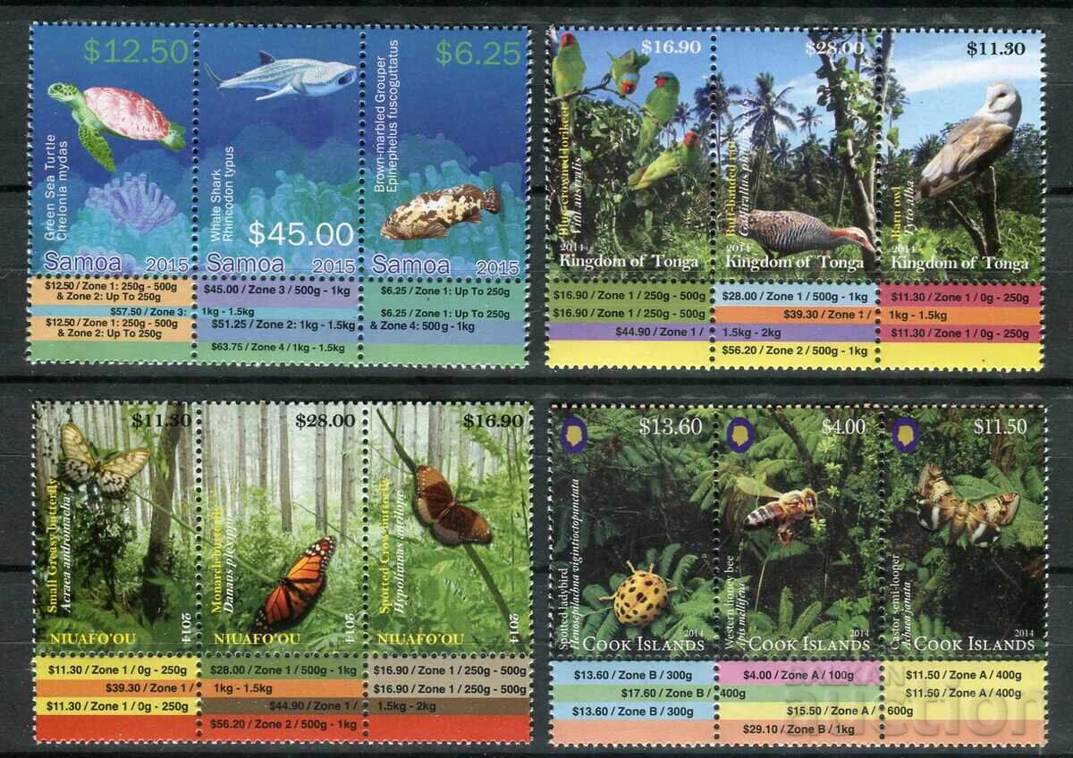 Полинезия 2014-15г. MnH - Морска фауна, пеперуди, птици,