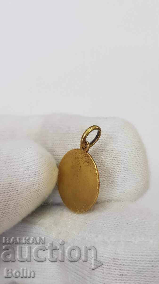 Rare bronze, gold-plated pendant with a Cherub Angel, Europe - 5