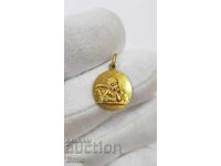 Rare bronze, gold-plated pendant with a Cherub Angel, Europe