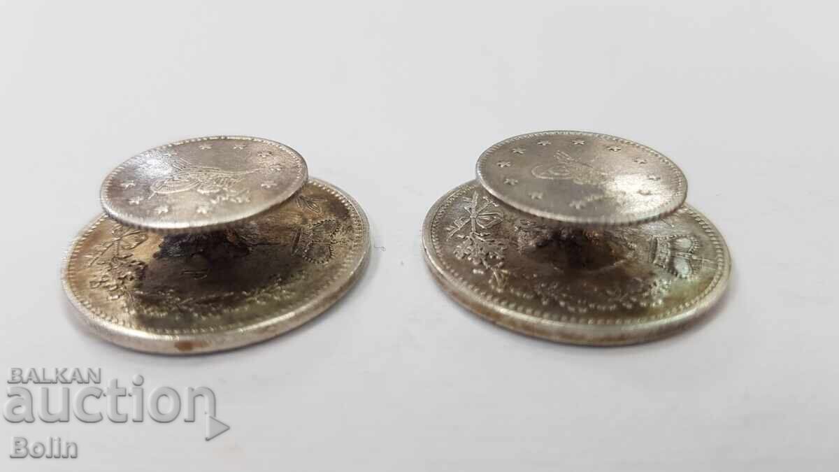 Livrarea Butoni argint colecție cu monedă, monede sec. 19 - 20 Livrarea Butoni argint colecție cu monedă, monede sec. 19 - 20