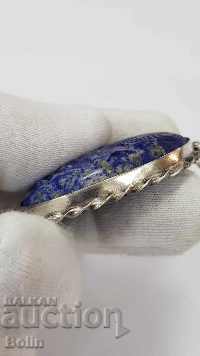 Παράδοση Συλλεκτικό ασημένιο μενταγιόν, λάπις λάζουλι - καμέο - 20ος αιώνας