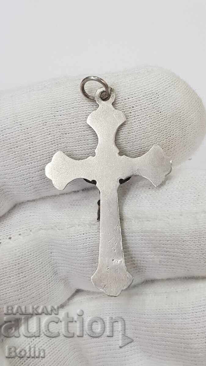 Cruce de argint de colecție ART-NOUVEAU cu Iisus Hristos, secolul al XIX-lea - 5