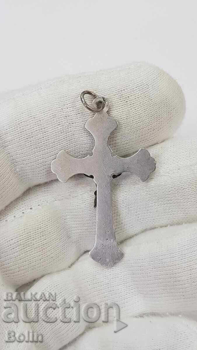 Cruce de argint de colecție ART-NOUVEAU cu Iisus Hristos, secolul al XIX-lea - 6