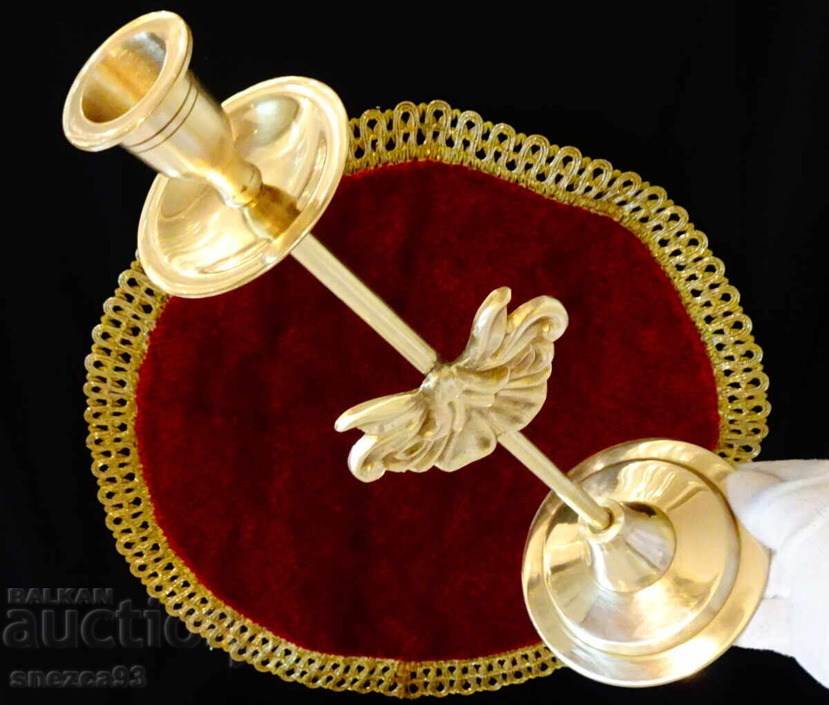 Bronze candlestick with Baroque decoration, 32 cm tall