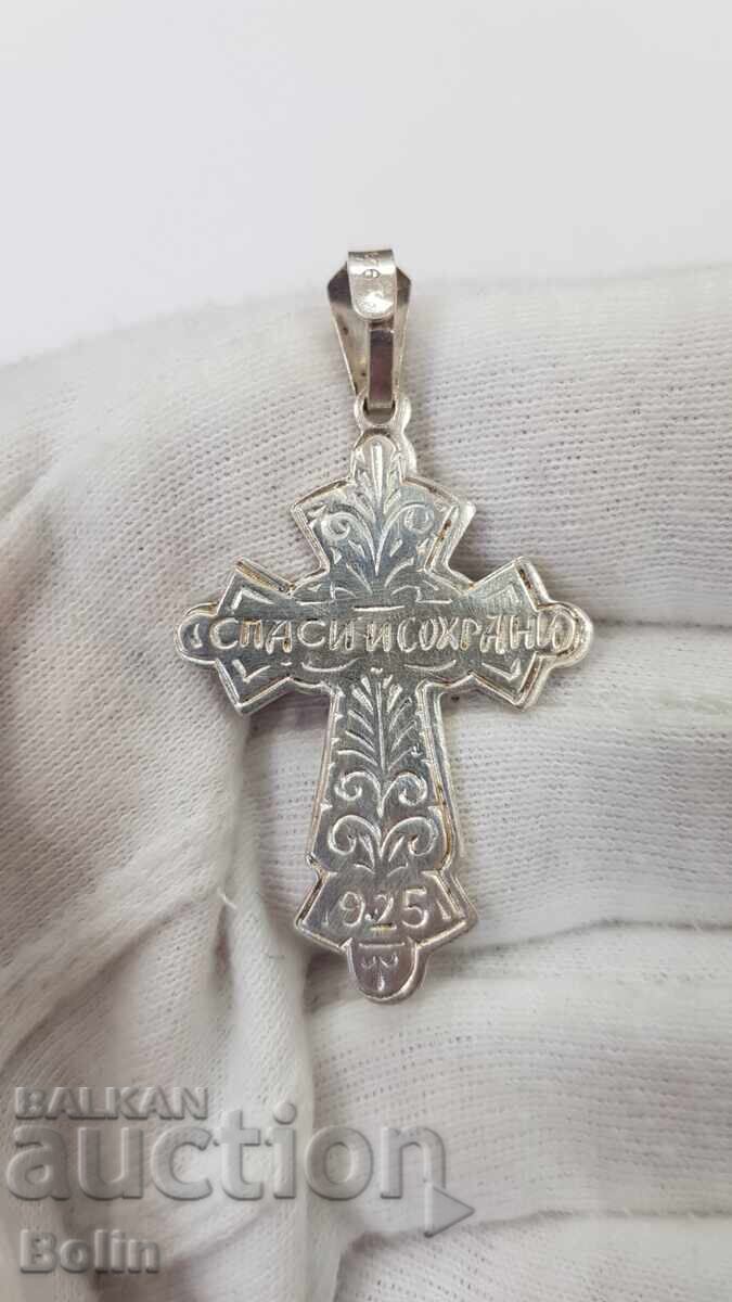 Cruce ortodoxă creștină din argint 925, Salvează și Păstrează cu preț € 28.00 | 54.76 BGN