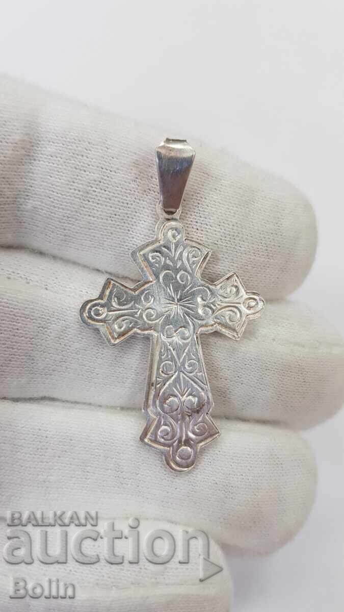 Licitație Cruce ortodoxă creștină din argint 925, Salvează și Păstrează