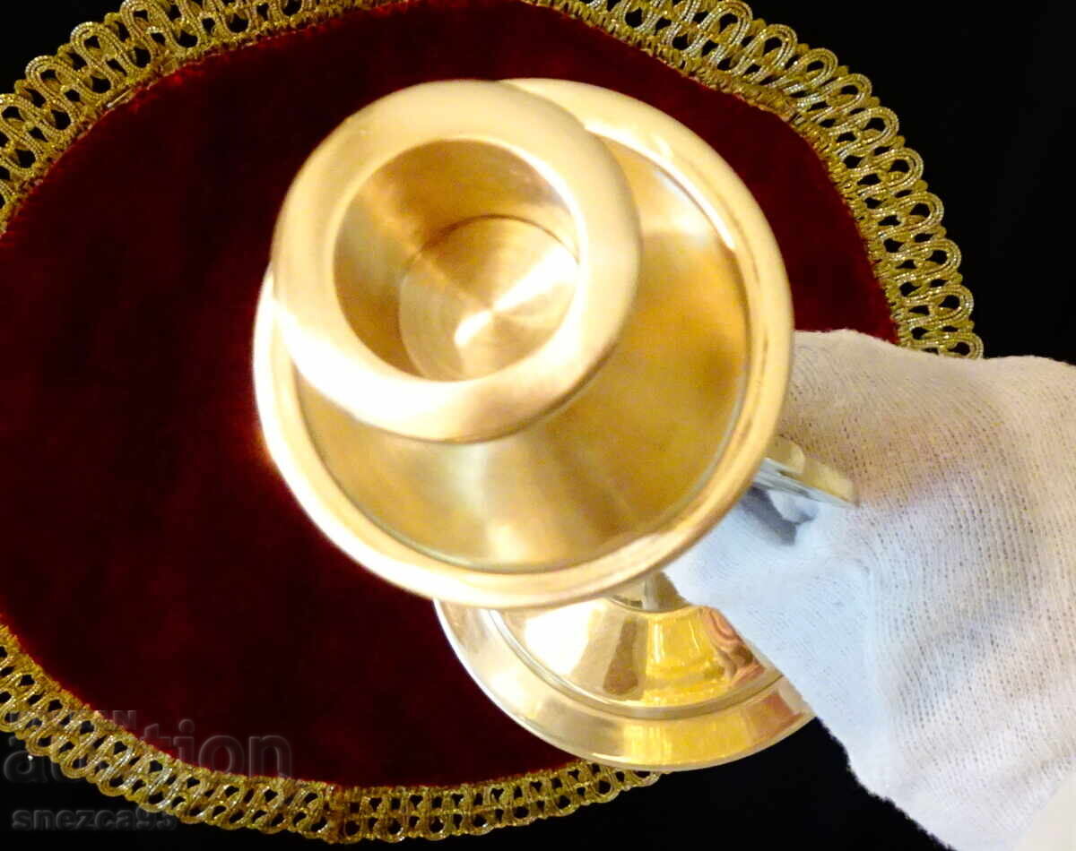 Bronze candlestick with baroque decoration, tall - 6