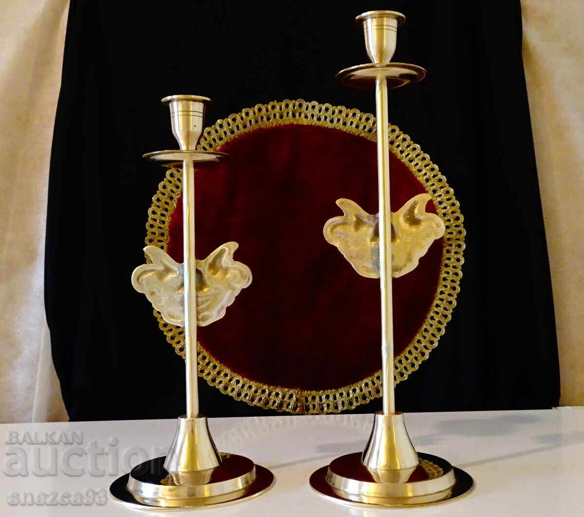 Bronze candlestick with baroque decoration, tall - 7