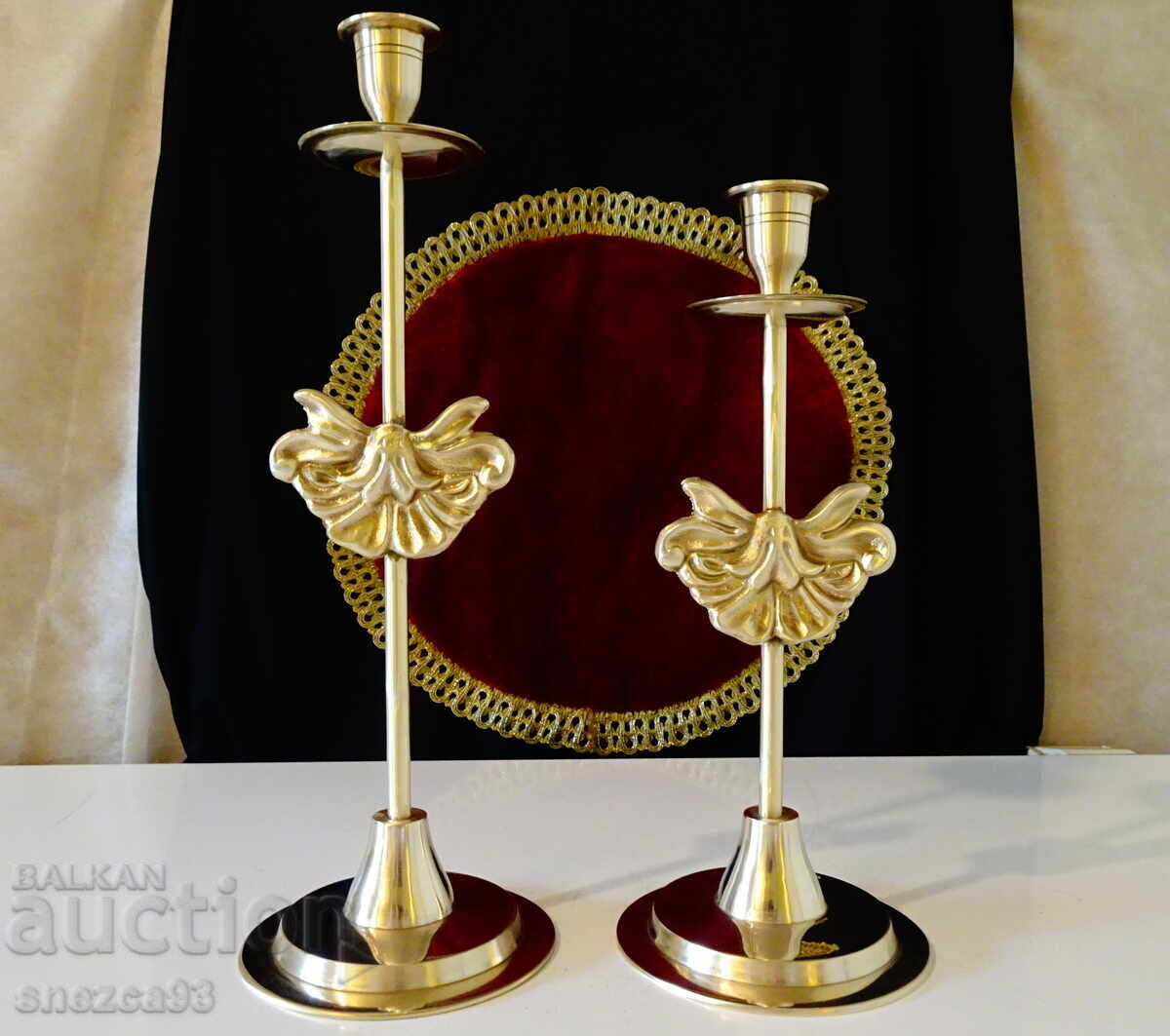 Bronze candlestick with baroque decoration, tall