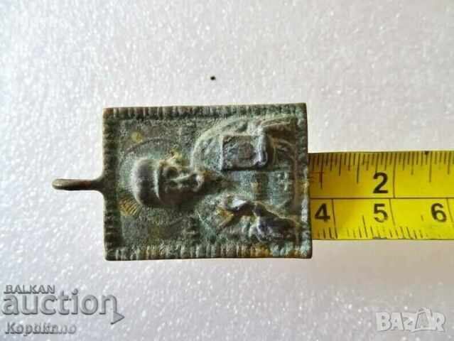 Δημοπρασία Μικρή παλιά χάλκινη εικόνα του Αγίου Νικολάου του Θαυματουργού