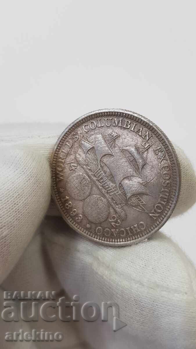 Delivery of Rare Silver Coin 1/2 Dollar 1492 - 1893 America USA
