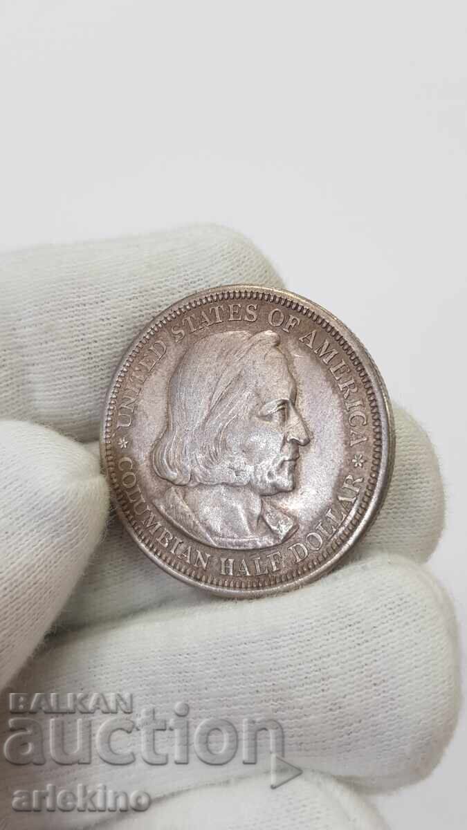 Rare Silver Coin 1/2 Dollar 1492 - 1893 America USA - 5