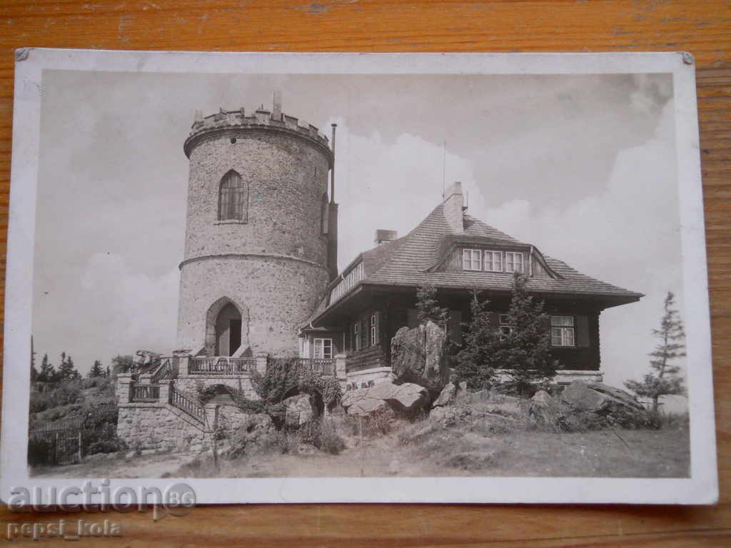 Antique postcard - Czechoslovakia (view of Kleť peak tower)