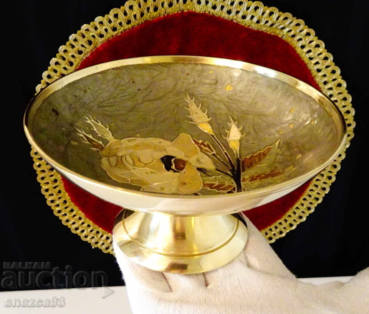 Auction Bronze fruit bowl, Rose bowl, colorful cellular enamel Auction Bronze fruit bowl, Rose bowl, colorful cellular enamel