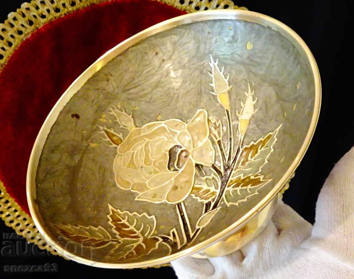 Bronze fruit bowl, Rose bowl, colorful cellular enamel - 6 Bronze fruit bowl, Rose bowl, colorful cellular enamel - 6
