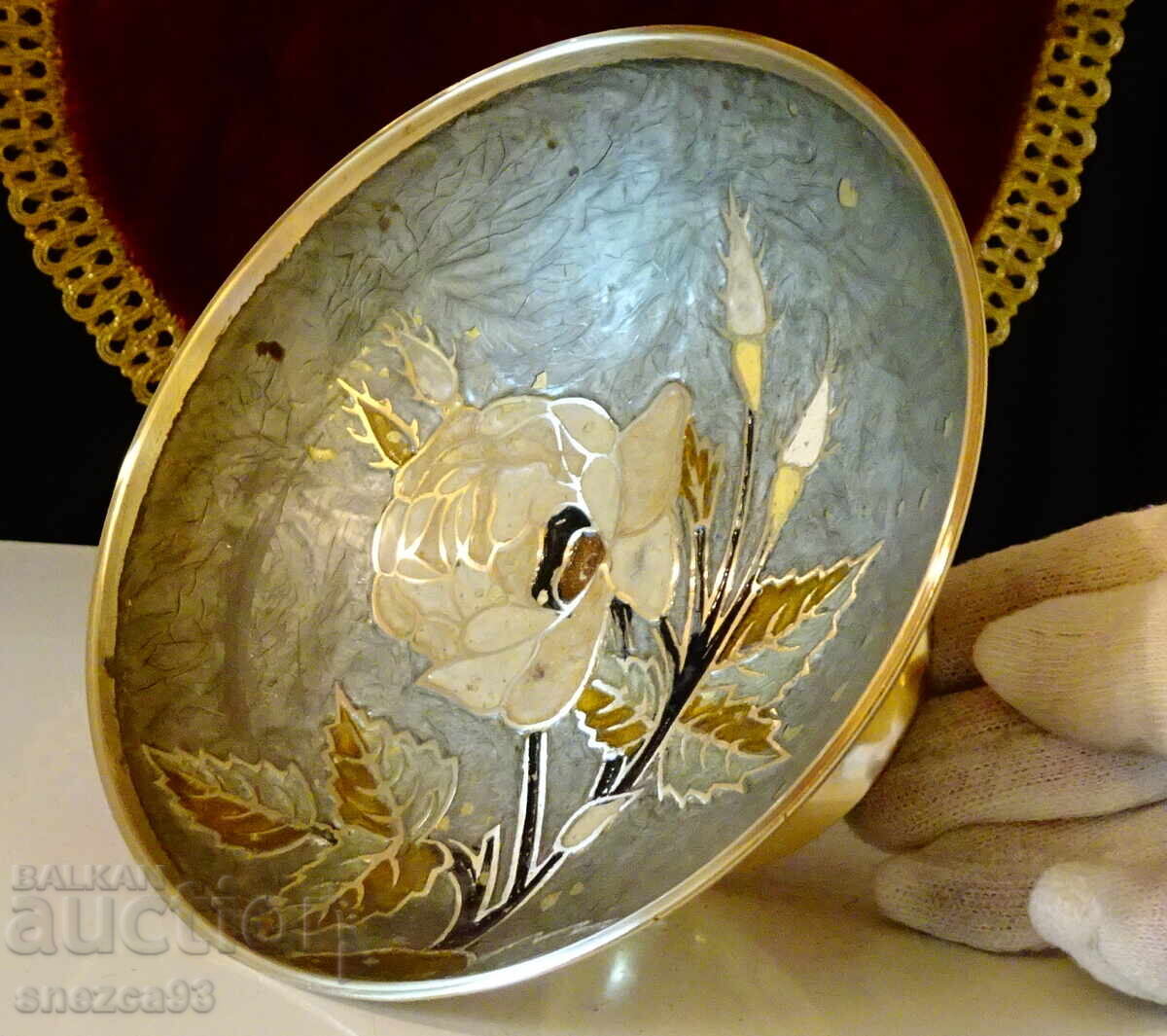 Bronze fruit bowl, Rose bowl, colorful cellular enamel - 7 Bronze fruit bowl, Rose bowl, colorful cellular enamel - 7