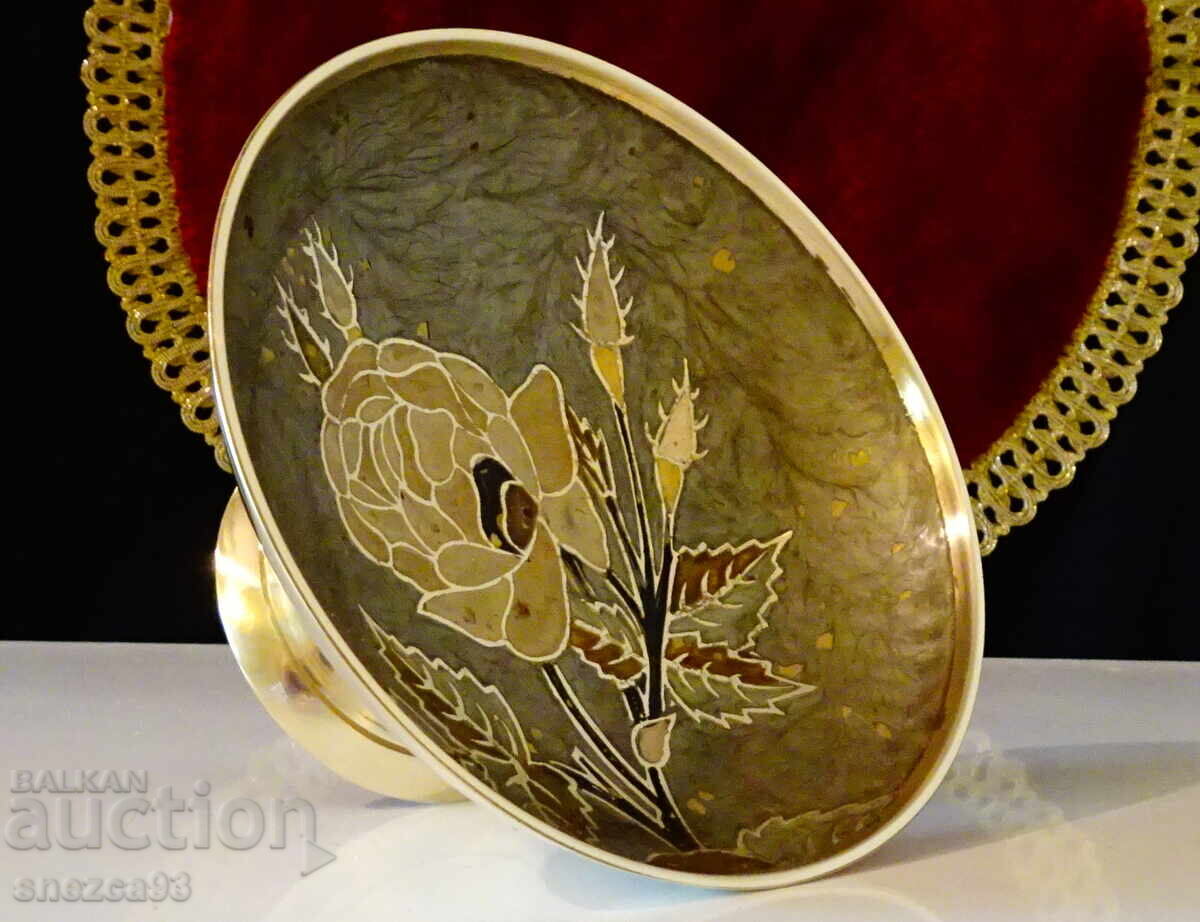 Bronze fruit bowl, Rose bowl, colorful cellular enamel Bronze fruit bowl, Rose bowl, colorful cellular enamel