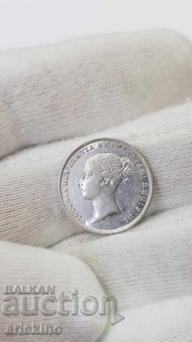 Delivery of Rare Silver Coin 6 Pence 1855 Victoria-Great Britain