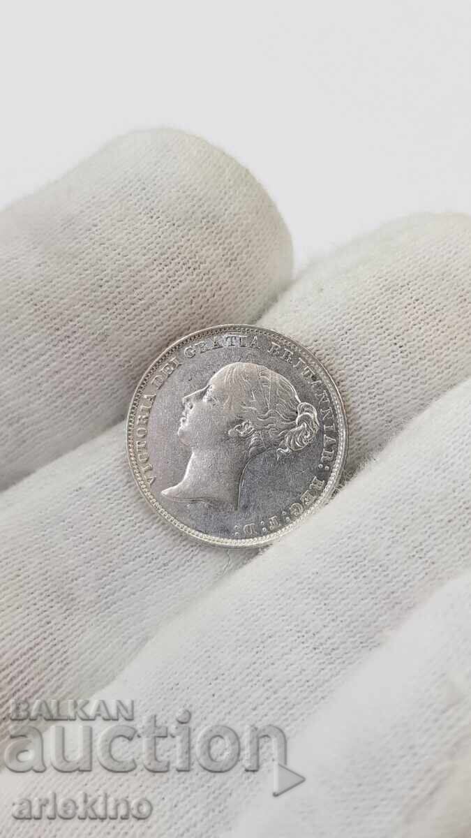 Rare Silver Coin 6 Pence 1855 Victoria-Great Britain - 5
