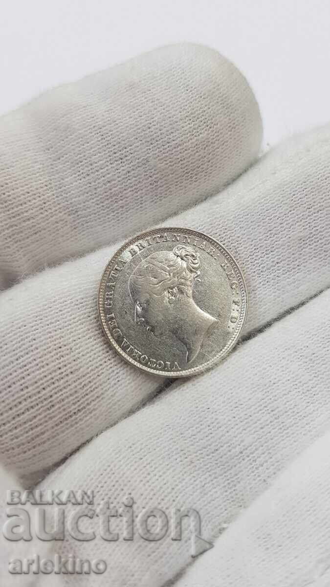 Rare Silver Coin 6 Pence 1855 Victoria-Great Britain - 6