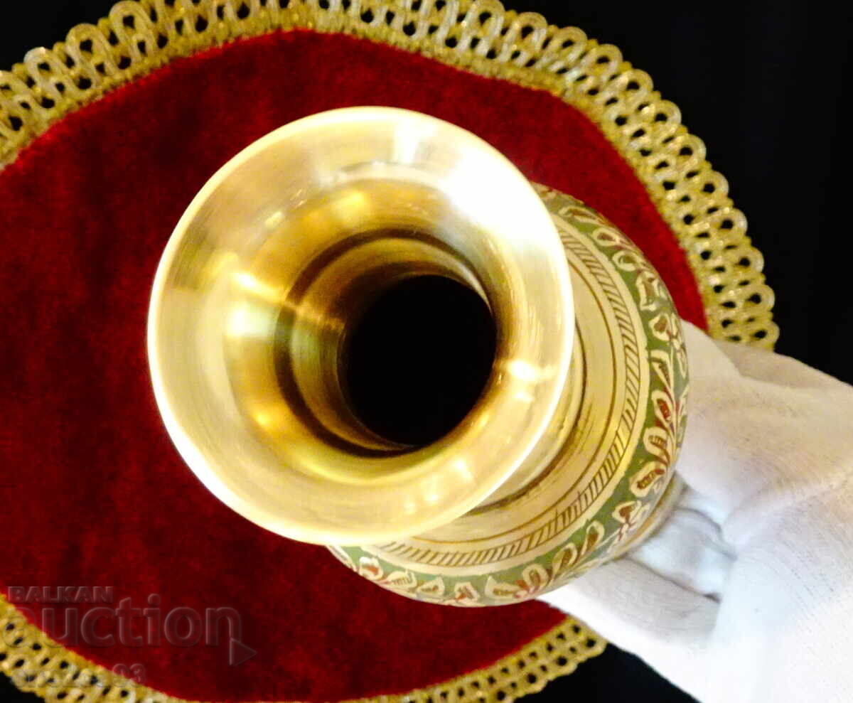 Χάλκινο βάζο με όμορφο έγχρωμο σμαλτοκύτταρο - 5