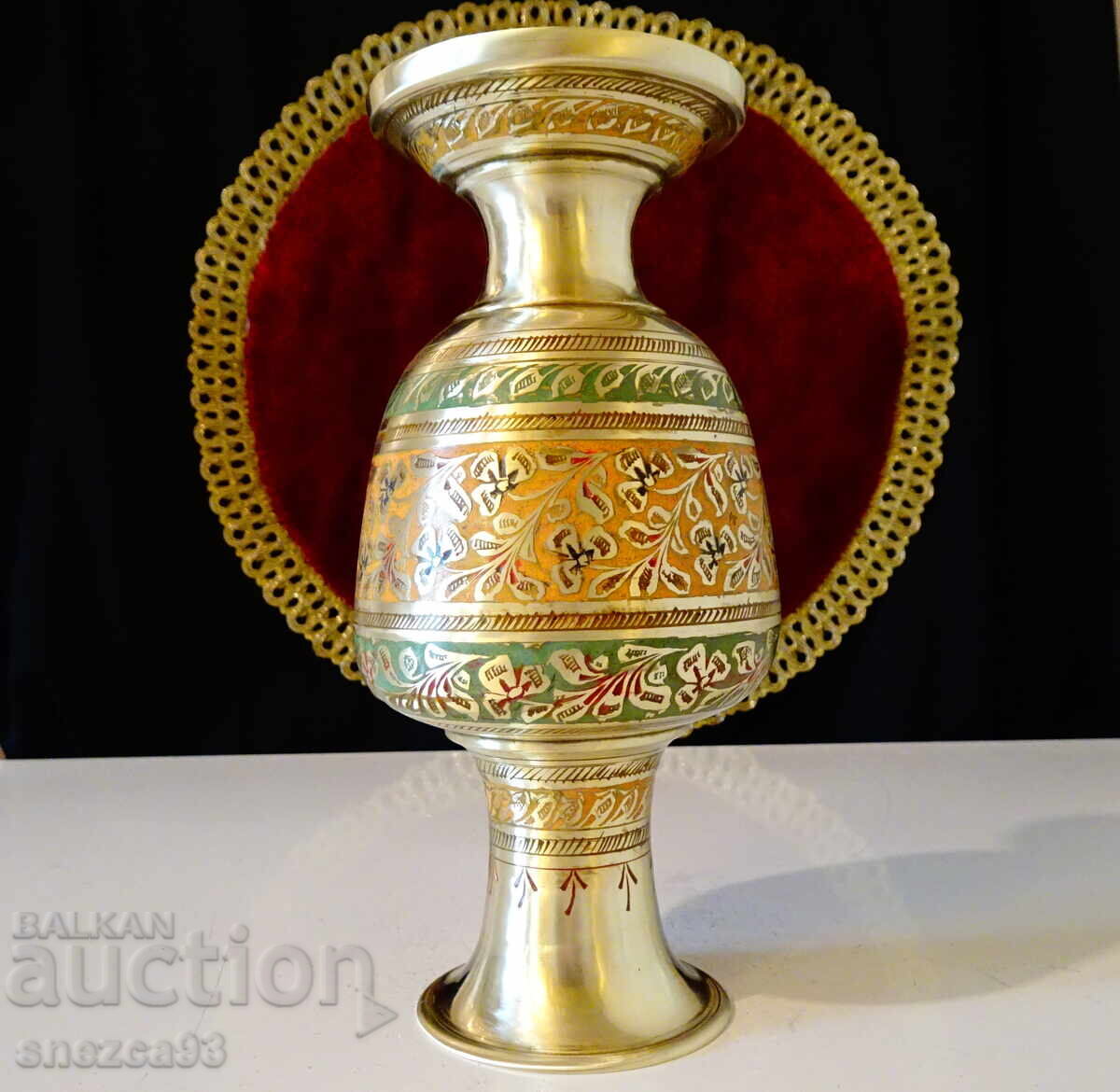 Χάλκινο βάζο με όμορφο έγχρωμο σμαλτοκύτταρο - 6