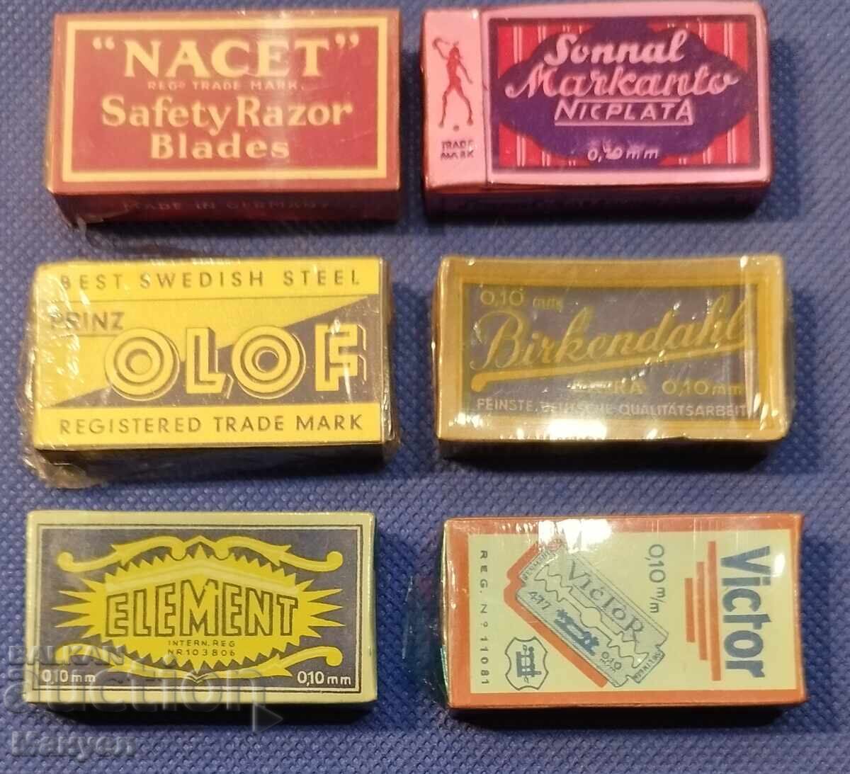 Παλιά ξυραφάκια, σε κουτιά με σελοφάν, 6 τεμάχια