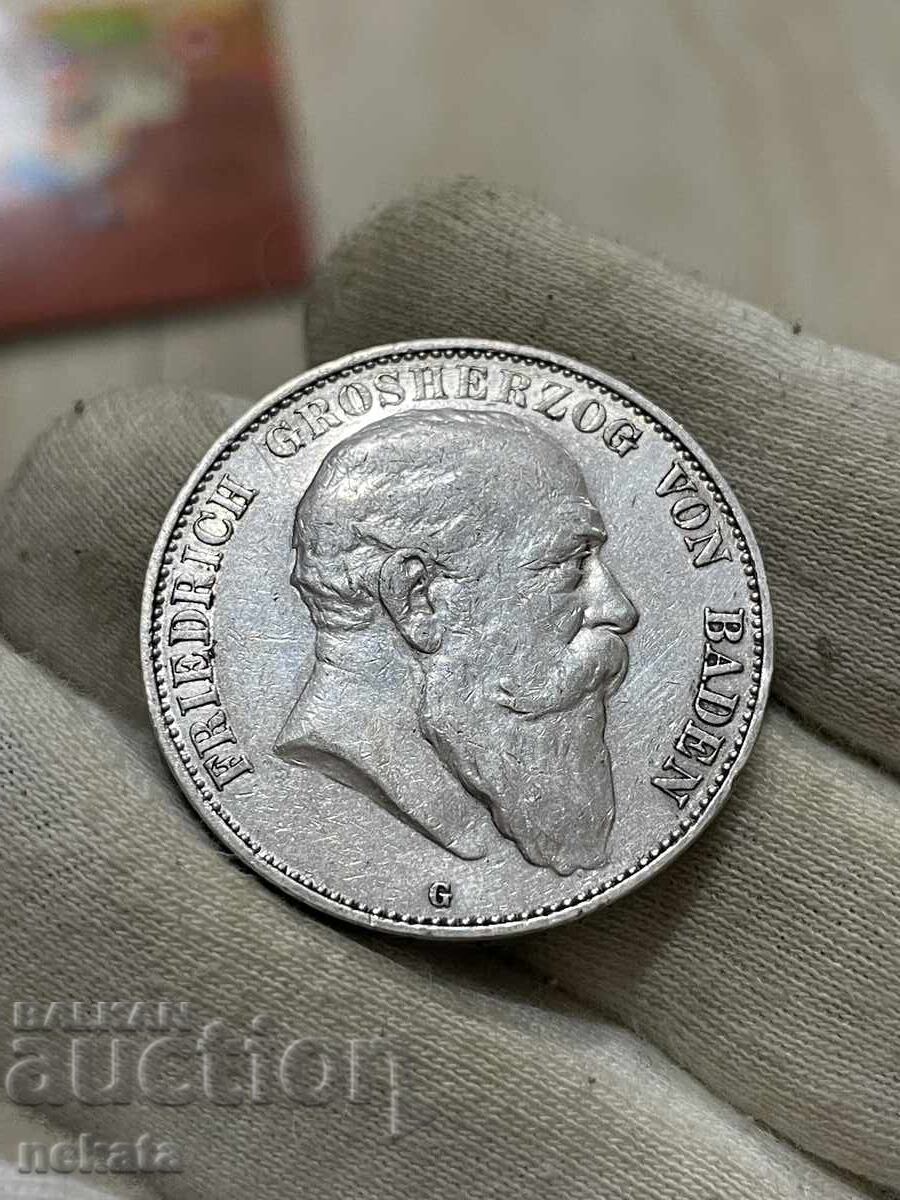 Imperiul German, 5 mărci, 1904, Baden cu preț 220.00 BGN | € 112.48 Imperiul German, 5 mărci, 1904, Baden cu preț 220.00 BGN | € 112.48