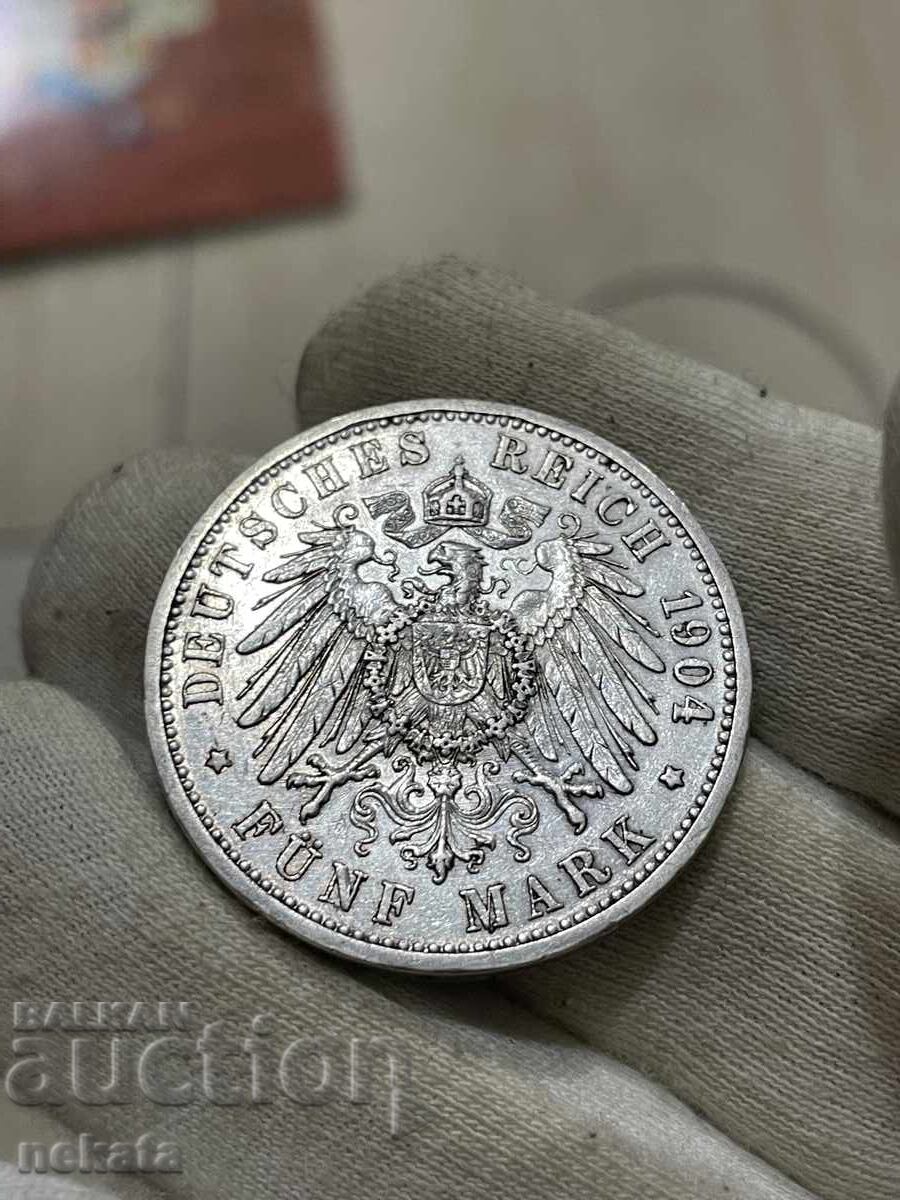 Licitație Imperiul German, 5 mărci, 1904, Baden Licitație Imperiul German, 5 mărci, 1904, Baden