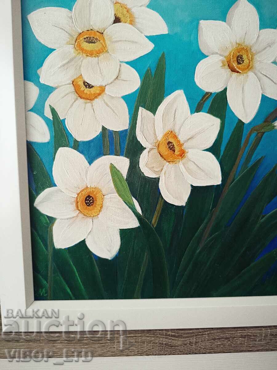 Auction Artist/Author's painting NARCISSUS/45/45/frame/canvas Auction Artist/Author's painting NARCISSUS/45/45/frame/canvas