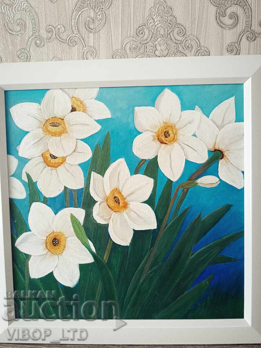 Artist/Author's painting NARCISSUS/45/45/frame/canvas - 6 Artist/Author's painting NARCISSUS/45/45/frame/canvas - 6