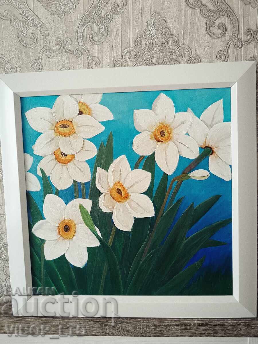 Artist/Author's painting NARCISSUS/45/45/frame/canvas Artist/Author's painting NARCISSUS/45/45/frame/canvas
