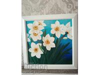 Artist/pictură originală NARCISI/45/45/ramă/pânză
