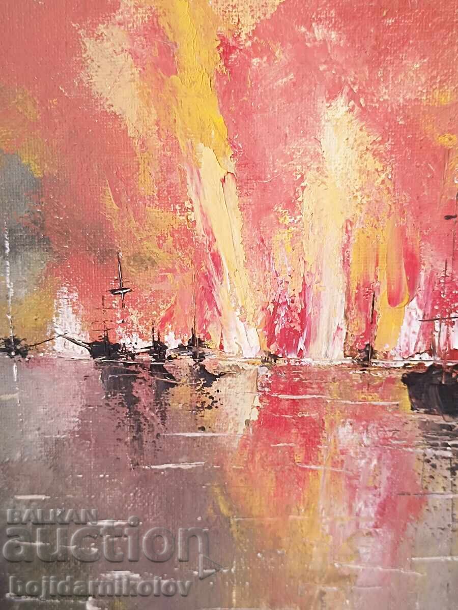 Delivery of Original Painting / FIERY SEASCAPE SUNSET / 46/36/ signed / oil / framed Delivery of Original Painting / FIERY SEASCAPE SUNSET / 46/36/ signed / oil / framed