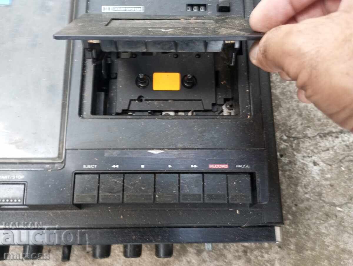 Παλιό ραδιόφωνο κασετόφωνο τύπου κομπίνα με πικάπ - 5