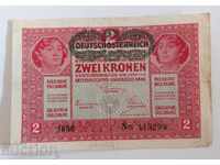 . 1912 2 KRON KRONEN KRONEN BANK AUSTRIA-UNGARIA