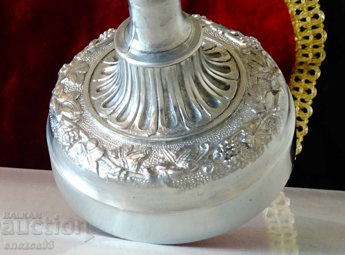 Divine pewter vase, jug, Angels, Lion, vines, baroque, 1.5 kg - 6