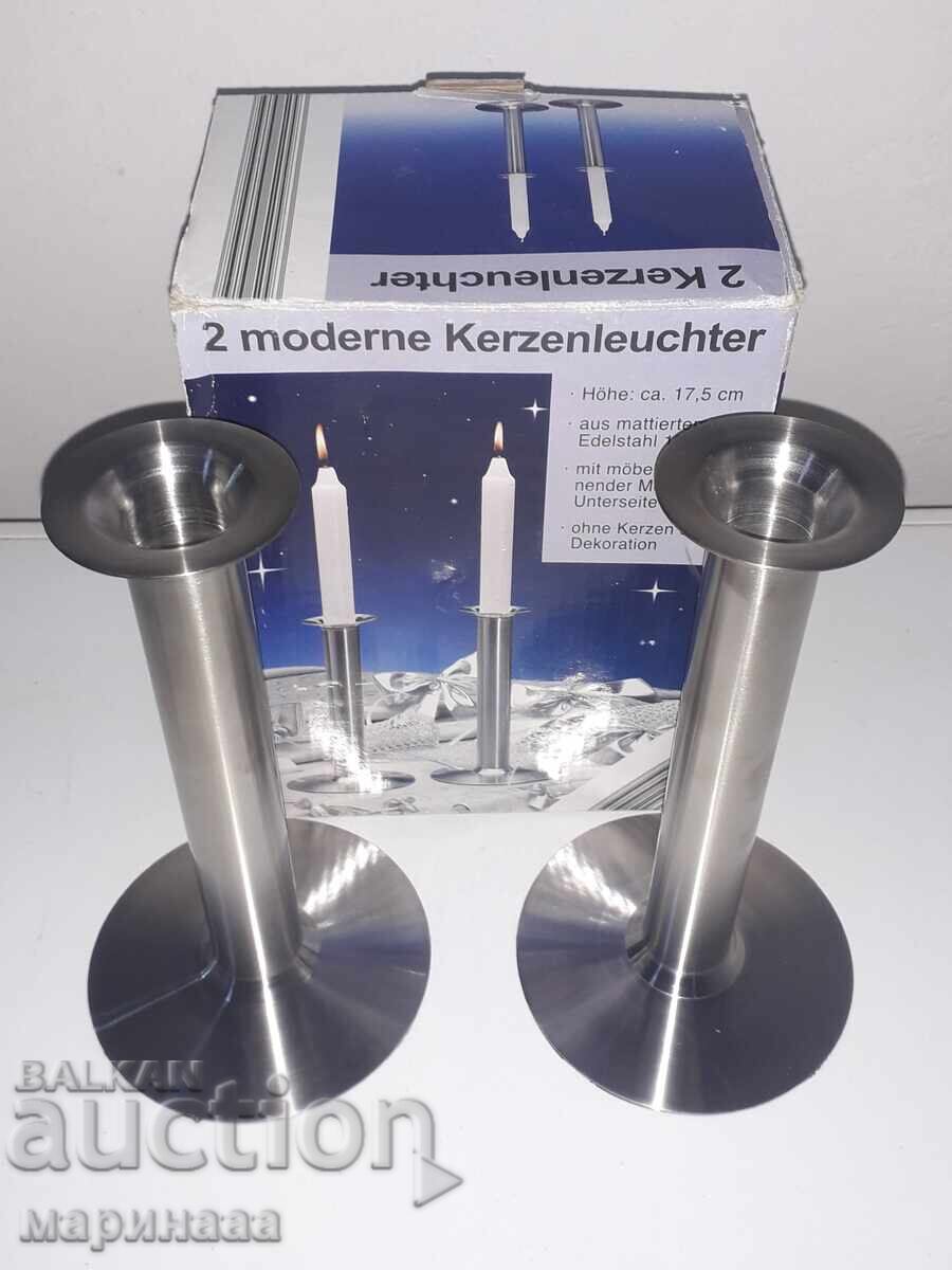 НОВ КОМПЛЕКТ СВЕЩНИЦИ. ГЕРМАНИЯ с цена 10.00 лв. | € 5.11 НОВ КОМПЛЕКТ СВЕЩНИЦИ. ГЕРМАНИЯ с цена 10.00 лв. | € 5.11