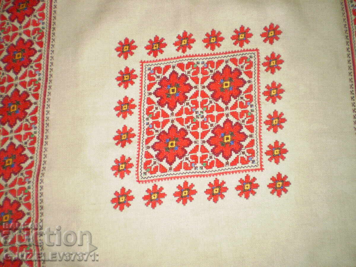 Vintage χειροποίητη κεντημένη λινή τραπεζομάντηλα: Κόκκινο κέντημα - 5 Vintage χειροποίητη κεντημένη λινή τραπεζομάντηλα: Κόκκινο κέντημα - 5