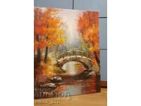 Tablou pictat, IDILĂ DE TOAMNĂ, 50/40, ulei/pânză/semnătură