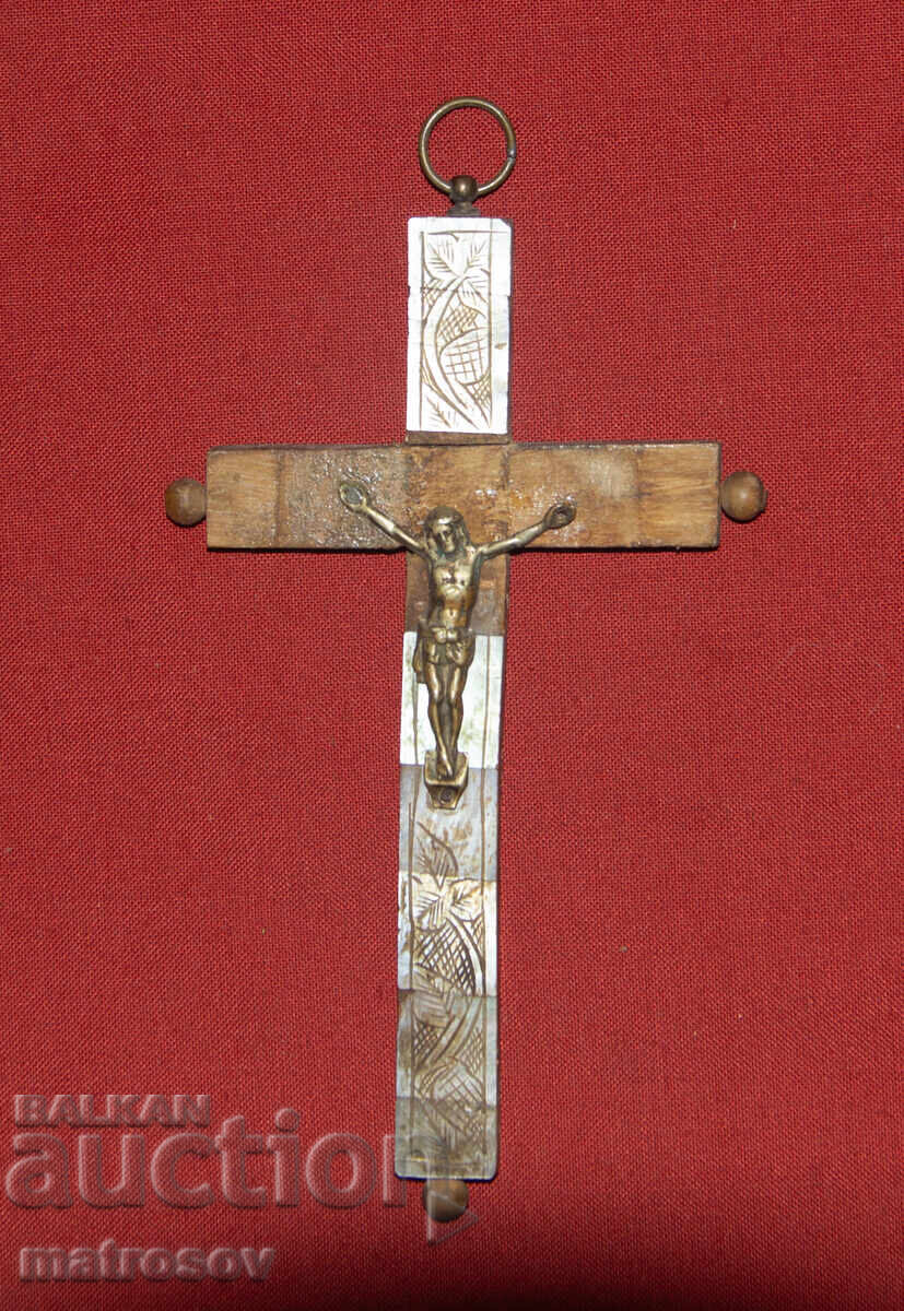 Аукцион Стар кръст, разпятие седеф метал
